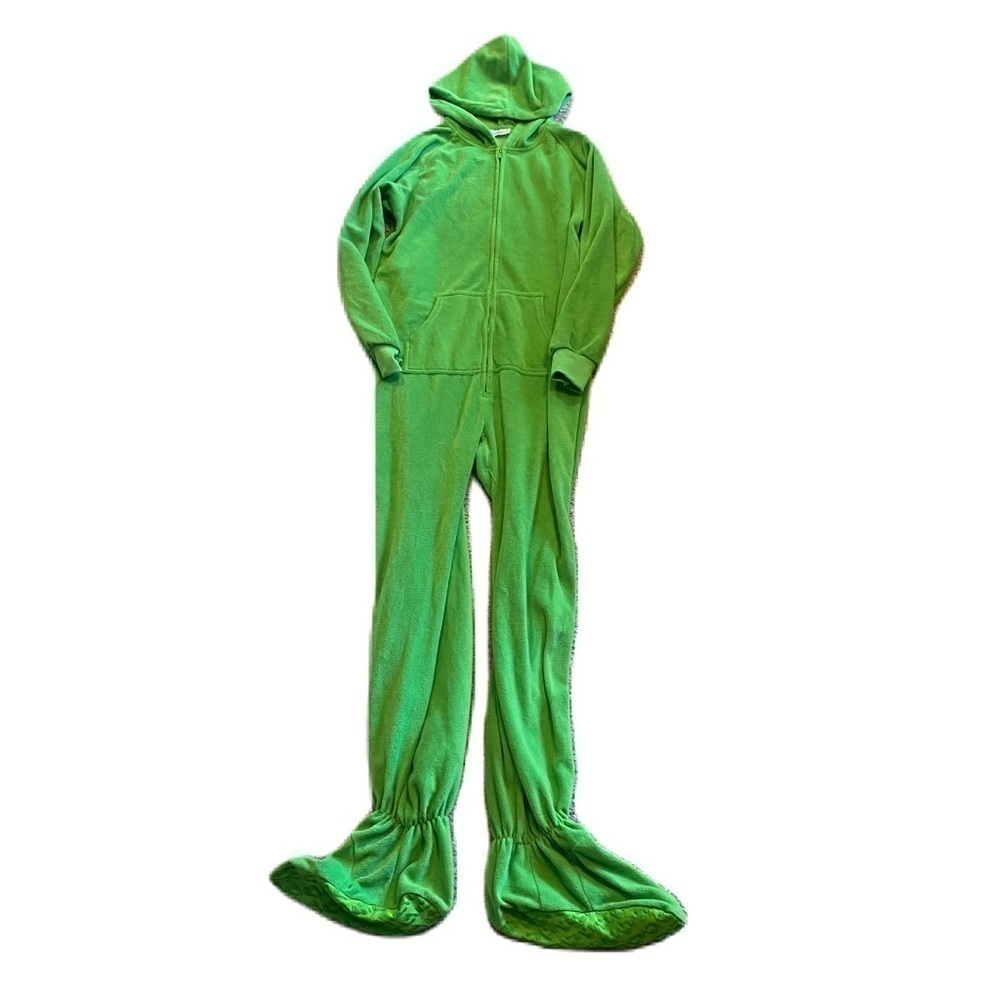Green Footed Onesie Bodysuit Medium Hooded Full Zip